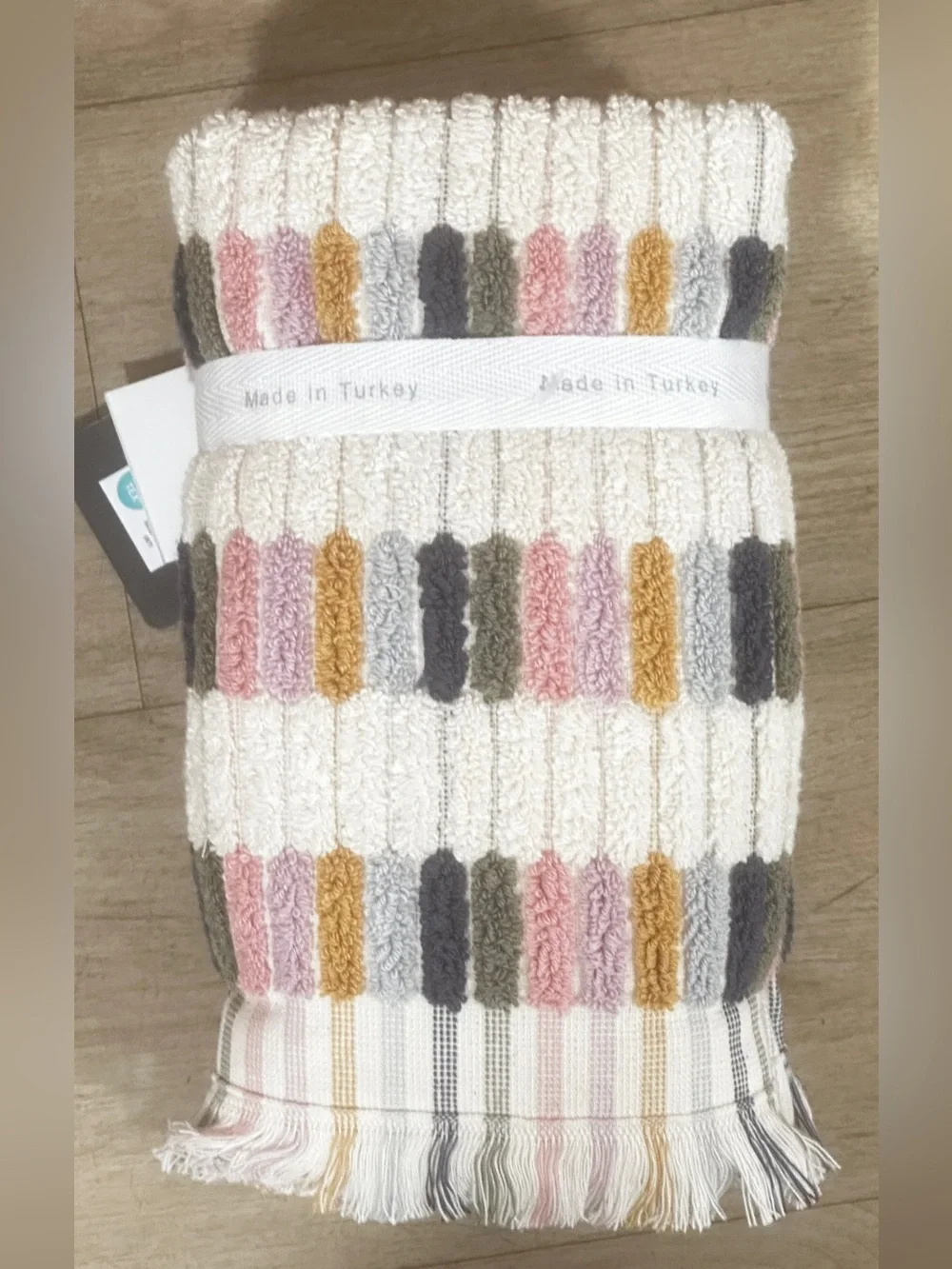 Brooks Brothers Striped Turkish Hand Towels 2-Set  in Cream with Pink,Gray